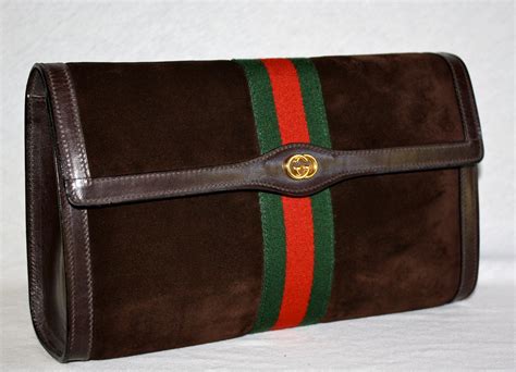 vintage gucci brown suede clutch|authentic vintage gucci backpack.